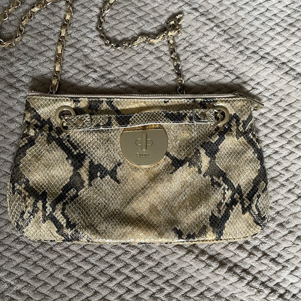 DKNY Metallic Python Handbag Bolsa Sac Vaska Handtasche Cymka NWT